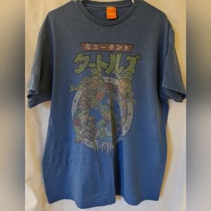 Blue Graphic T-Shirt with Ninja Turtles Design